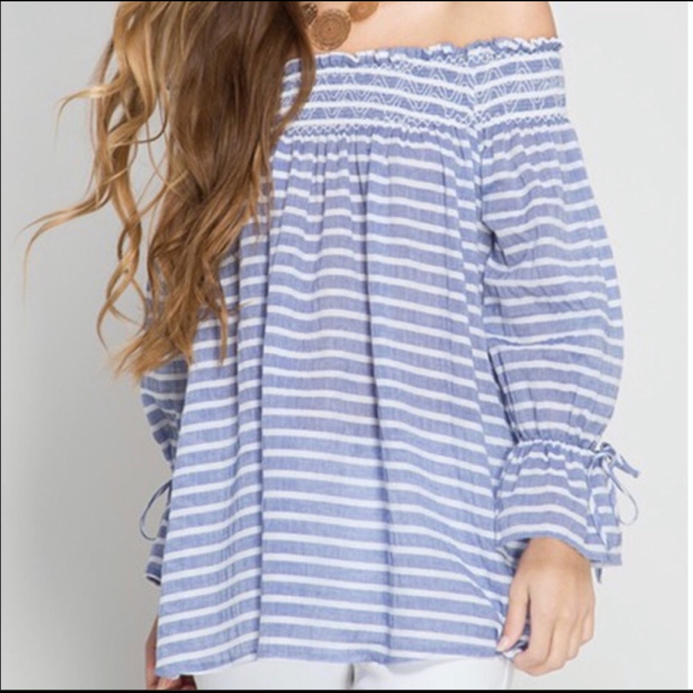 Off Shoulder Tunic Nautical Appeal